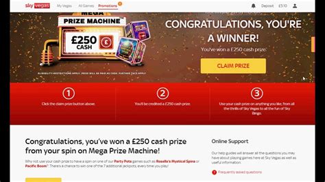 SkyVegas i Won £250 On The Mega Prize Machine .